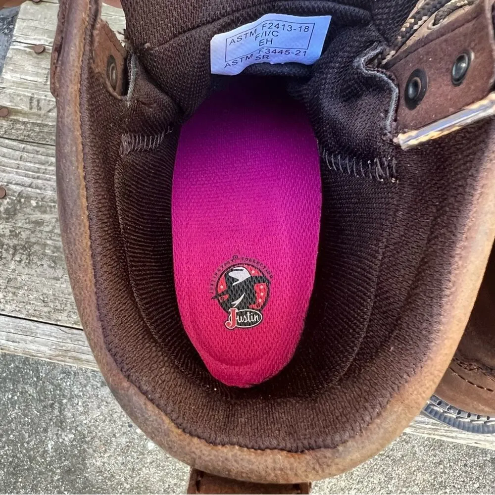 Justin Gypsy Steel Toe Lace Up Work Waterproof Boots 10B - Image 6