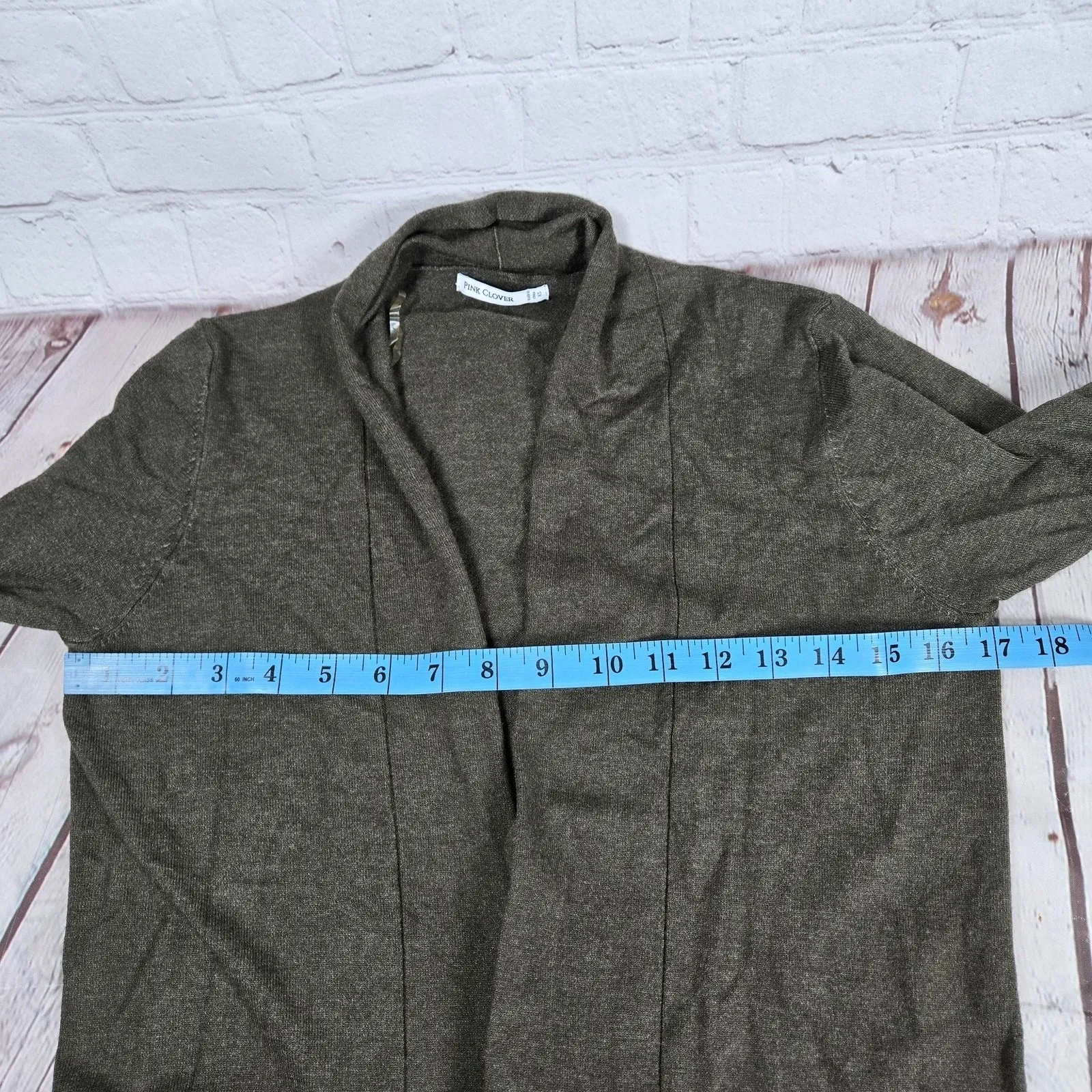 Pink Clover Penton Two Pocket Open Front Cardigan Olive Green XS NWOT - Image 6