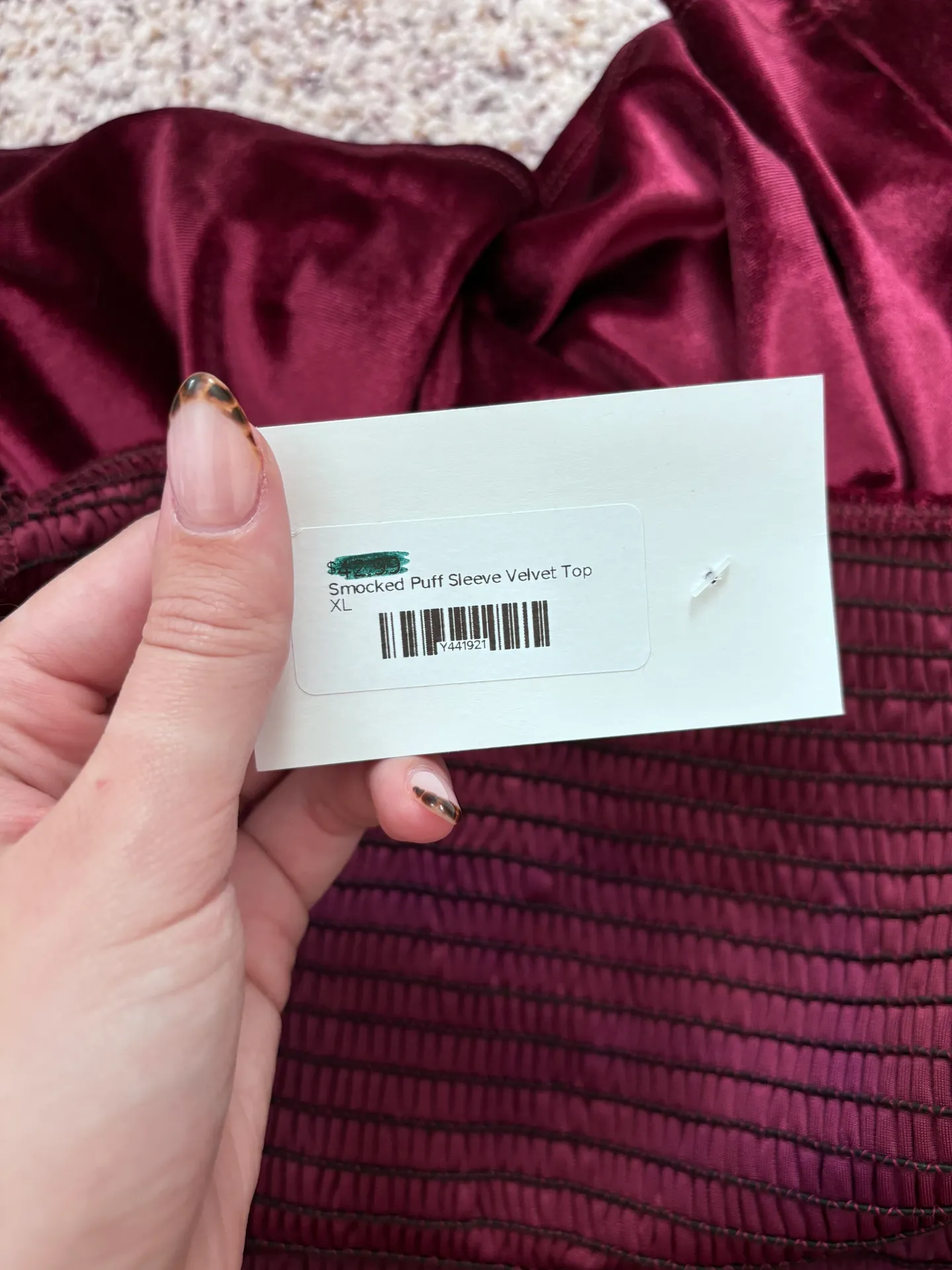 Red Velvet Peplum Top Size XL - Image 6