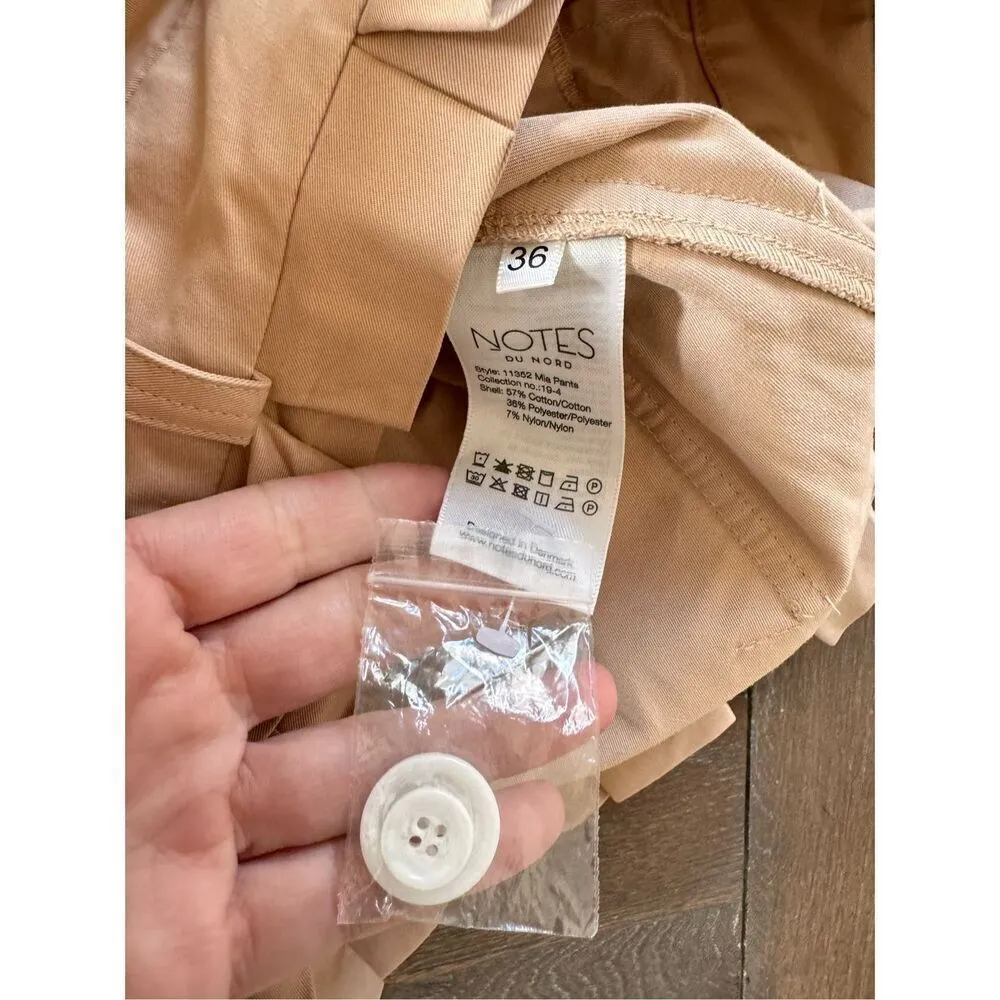 NWOT Notes Du Nord High Waist Ruffled Casual Cargo Pants in Tan Size 36 - Image 4