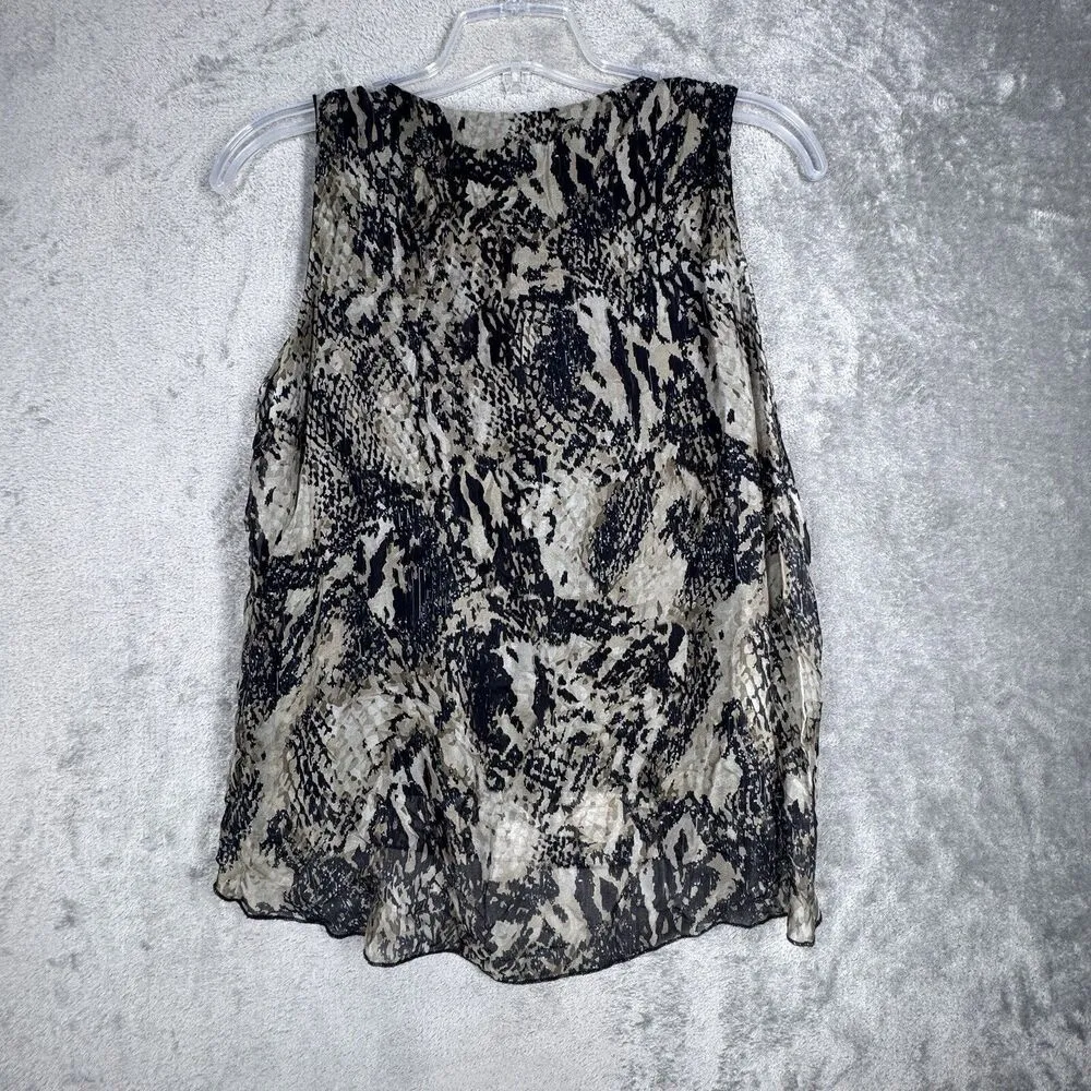 Bell France Blouse Womens Large Black Tan Snake Print Silk Blend Edgy Whimsigoth - Image 3