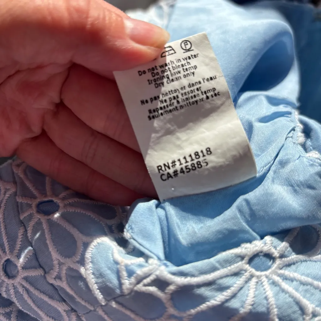 Y2K Michael Kors Silk Cotton Blue Floral Embroidered Sleeveless Dress - Image 12