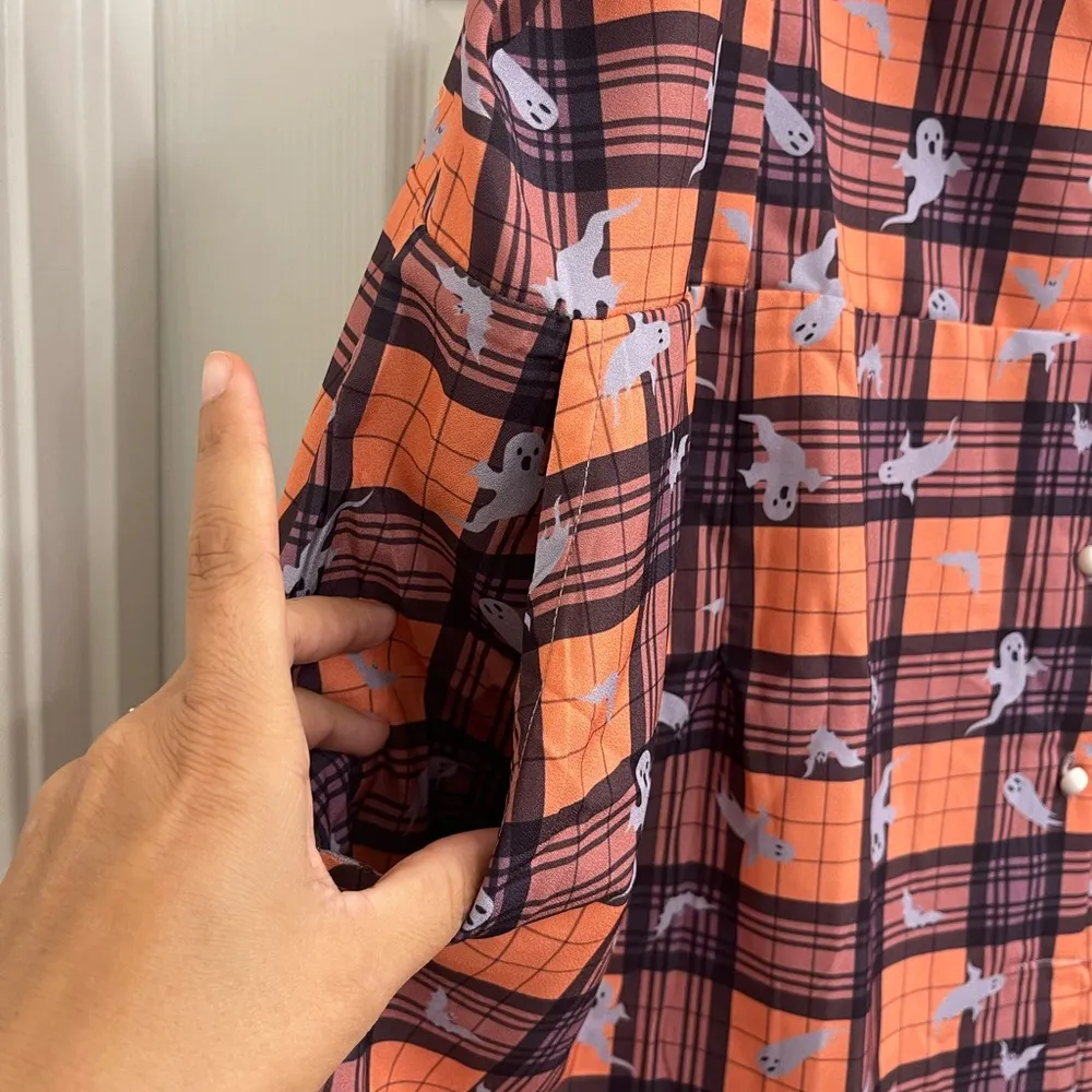 NWT Women’s Timeless London Orange Ghost Print Halloween Playsuit Romper Sz 4XL - Image 9