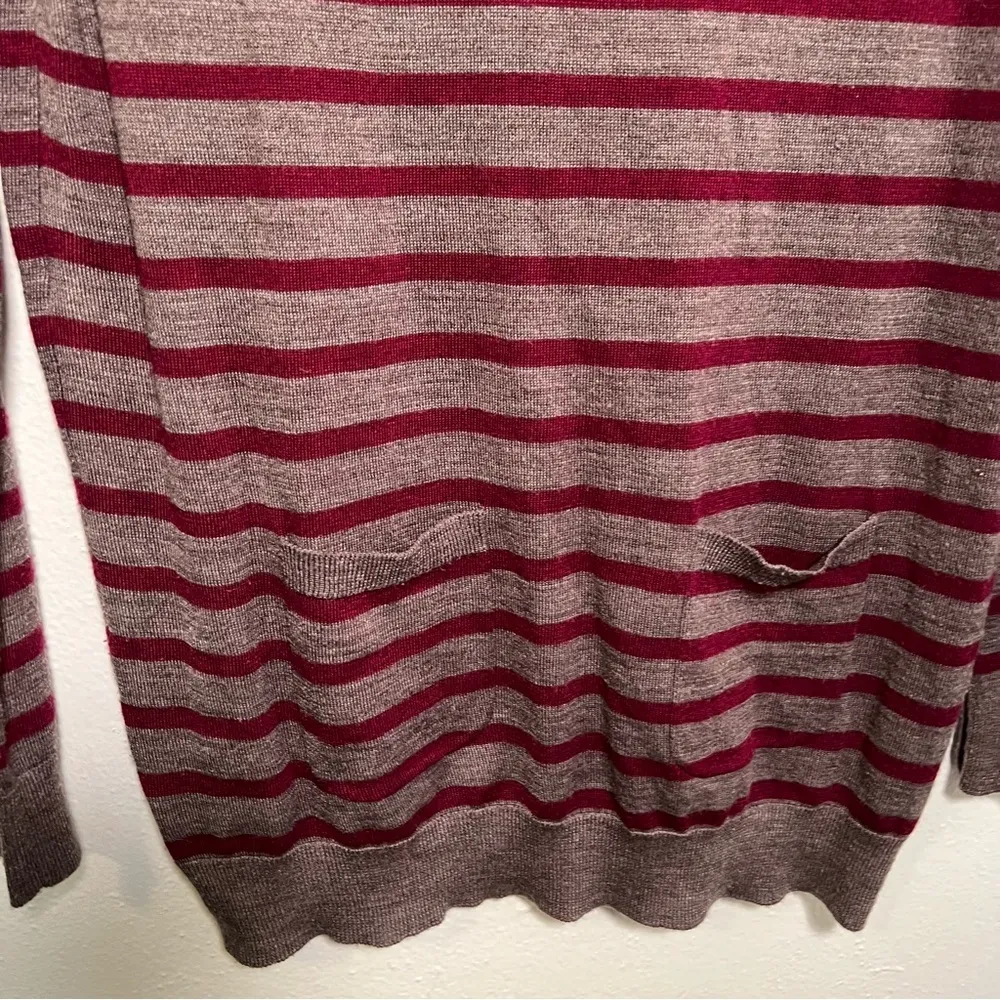 Loft Boatneck Tunic Sweater Brown PInk Stripes - Image 5