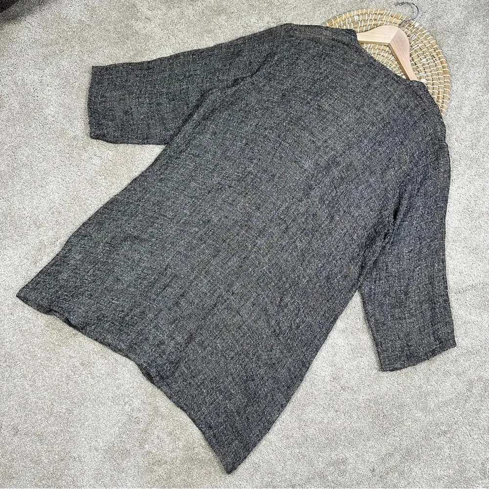 Eileen Fisher Organic Linen Blend Longsleeve Open Front Long Cardigan Knit M - Image 7