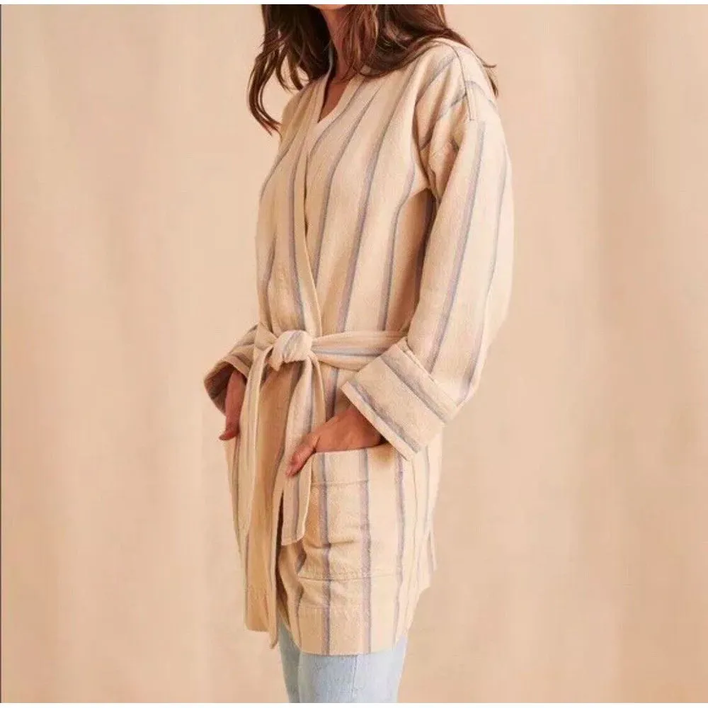 Faherty Palms Springs Wrap‎ Jacket in Cayucos Stripe Linen Pockets XS NWT $178 - Image 3