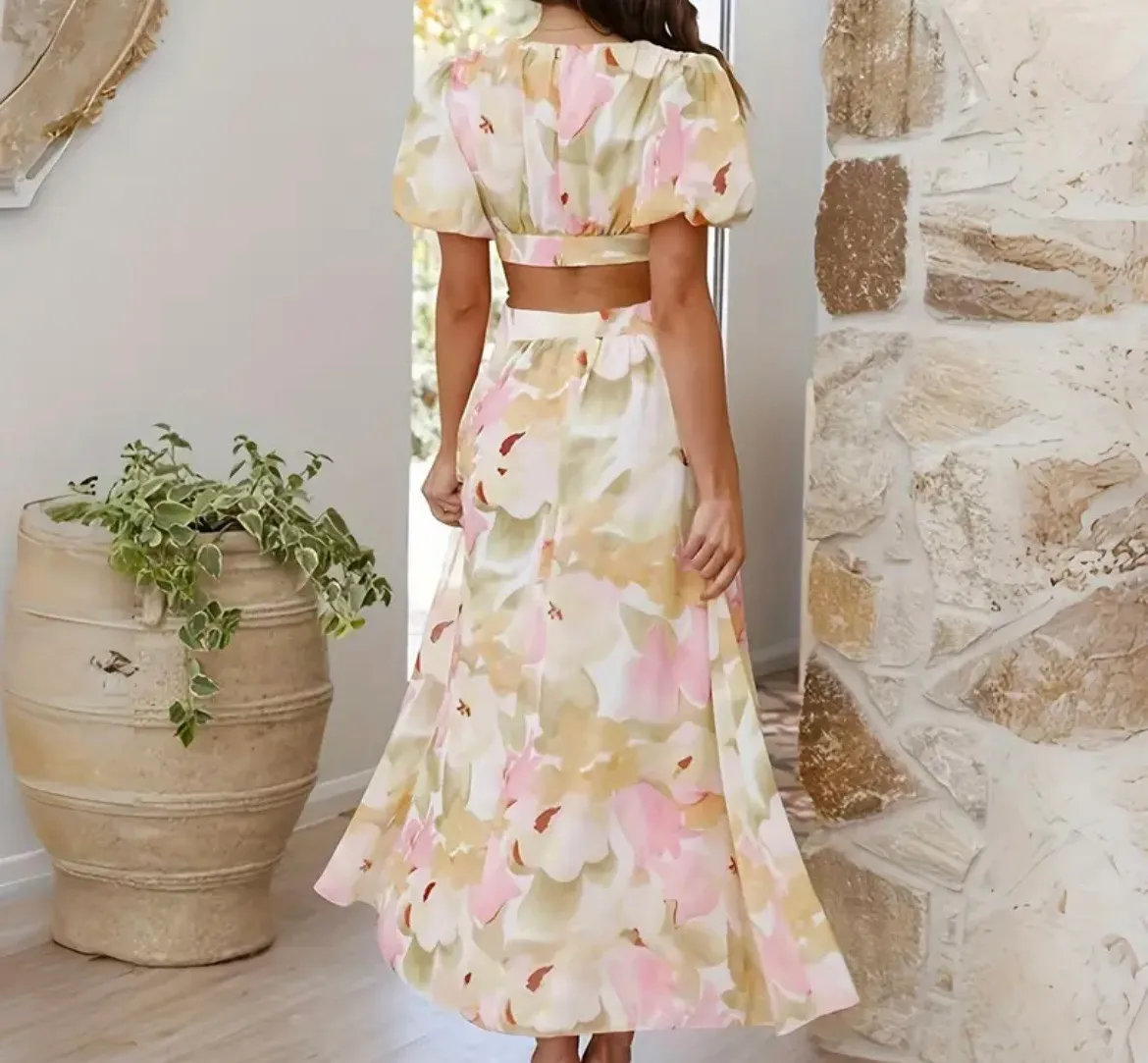 Flower Print Maxi Dress Multiple Size XL - Image 3