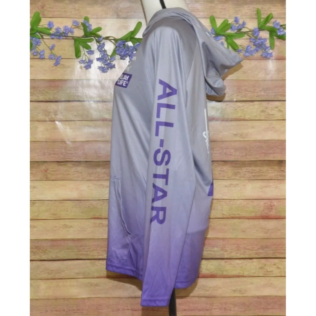 American Cancer Society Relay For Life Unisex M Purple Ombre Hooded Sweatshirt Size M - Image 7