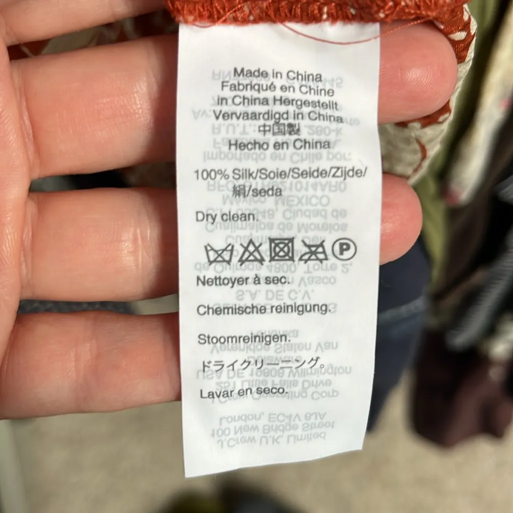 Madewell Button-Up silk blouse Top rust sunflower floral pattern sz 6 - Image 4