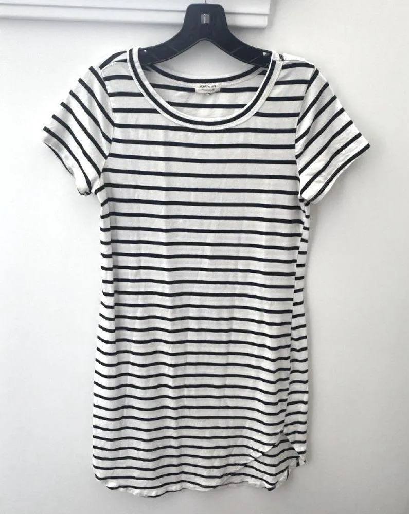 Striped T-Shirt Dress Women's M/L Cotton Stretch Basic Travel Academia Preppy - Image 3