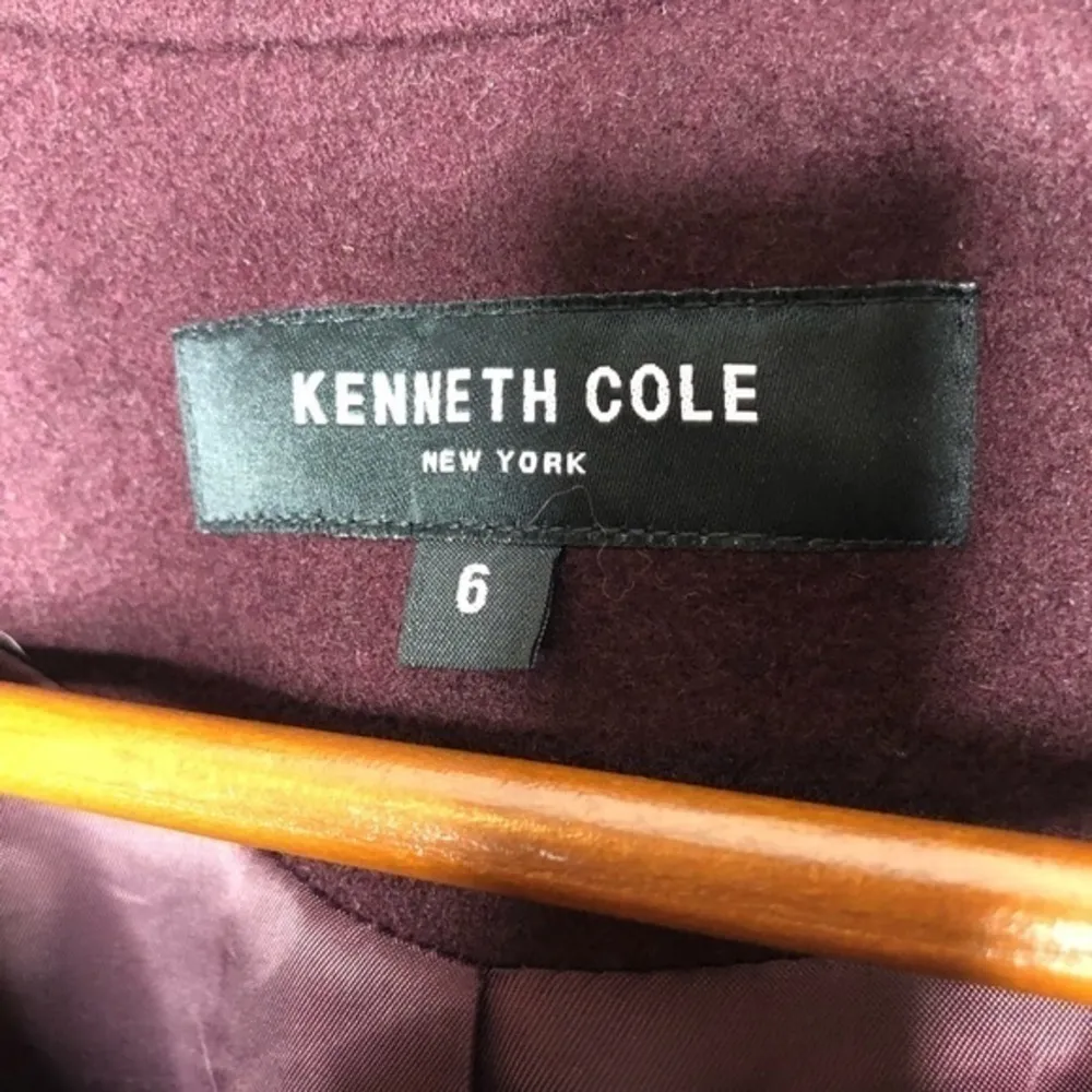 Kenneth coal wool blend burgundy pea coat jacket - Image 2
