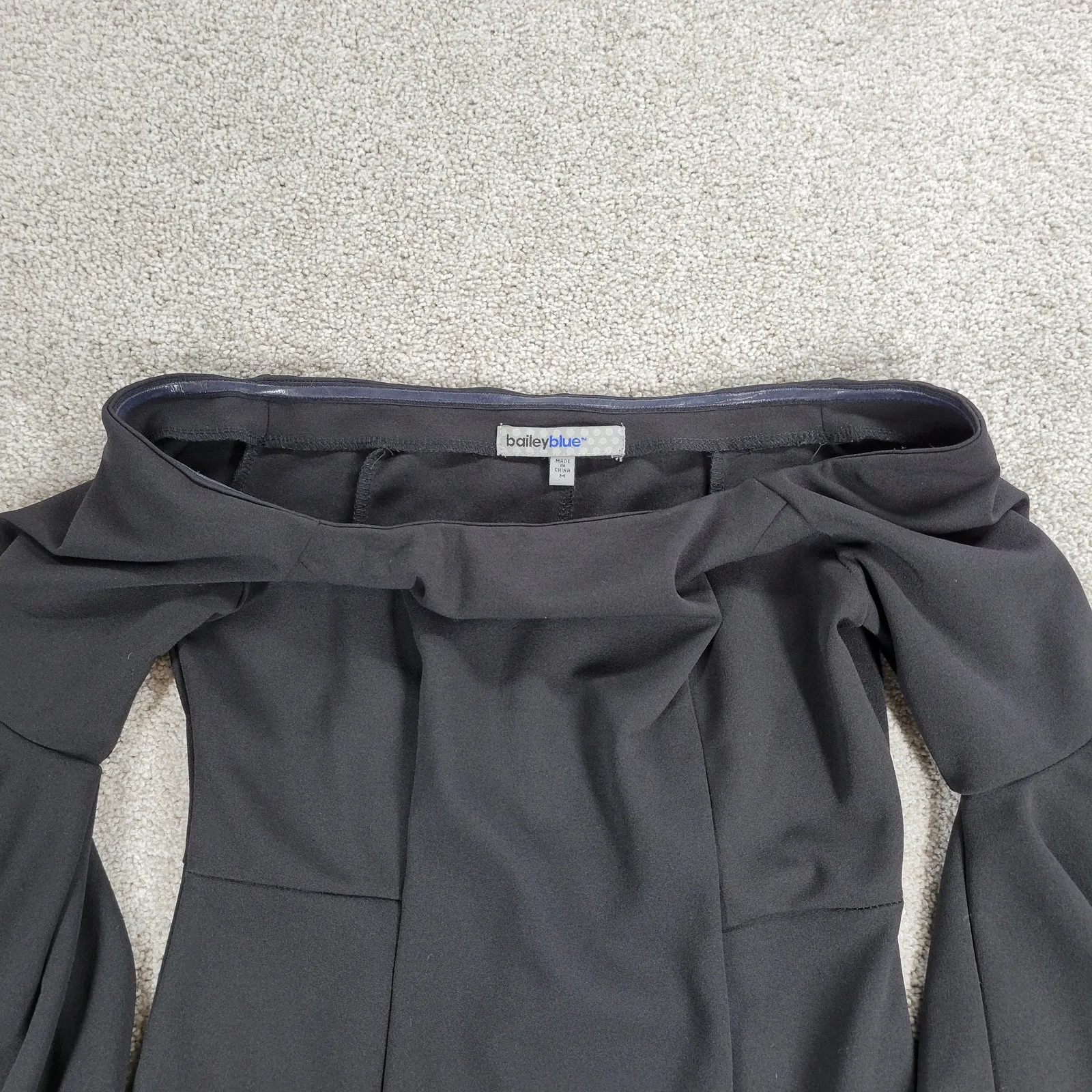 VTG‎ Bailey Blue Sheath Dress Womens M Black Trumpet Bell Sleeve Side Slit y2k - Image 2