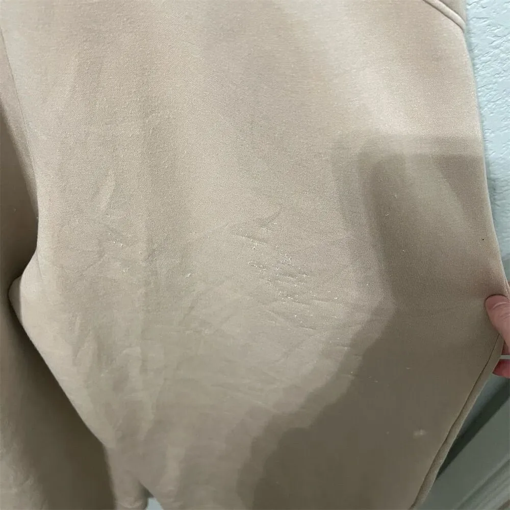 Spanx Women's Beige Cropped Wide-Leg Jumpsuit Size XL Casual Short Sleeve - Image 8