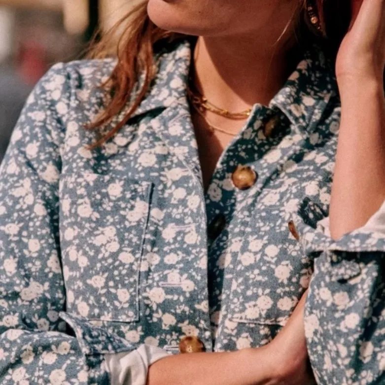 Sezane Michel Jumpsuit in Blue Floral Print Size: 6 - Image 4