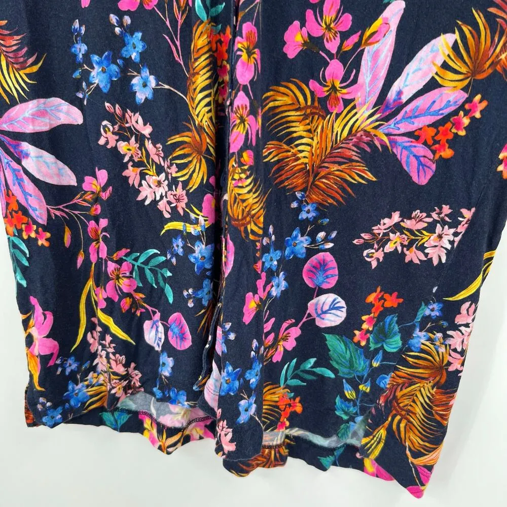 Soma cool nights pajama top in blooming tropical navy colorful cozy size large - Image 6