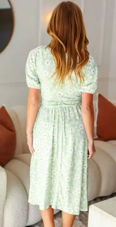 Floral Sash Belt Dress - Image 3