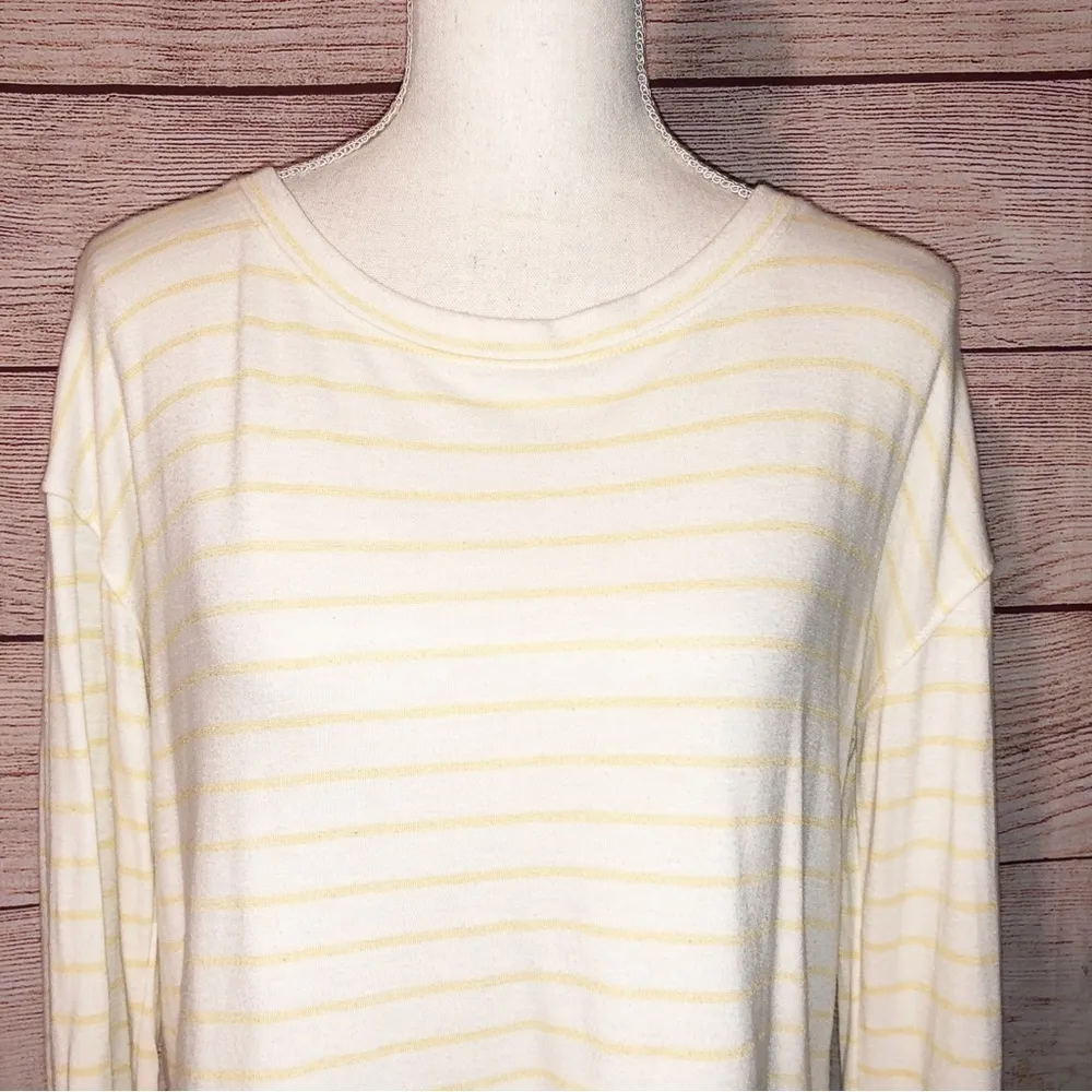 Marine Layer White and Yellow Striped Long Sleeve Top Size M - Image 8