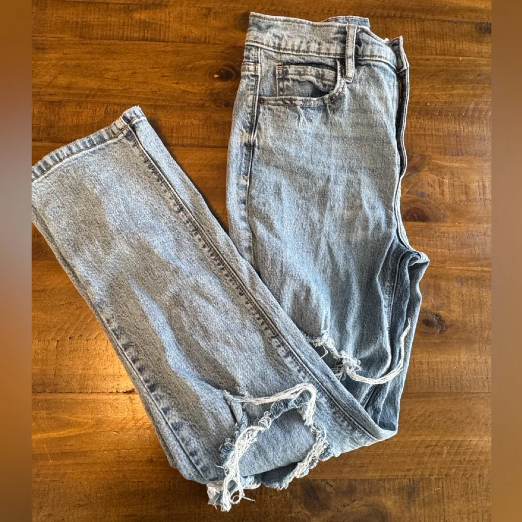 EUNINA OLSEN SUPER HIGH WAIST RIPPED CLASSIC BLUE JEANS straight leg - Image 2