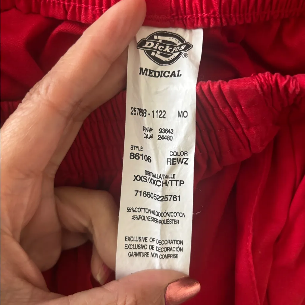 Dickies Bold Red Cargo scrub  Pants - Image 7