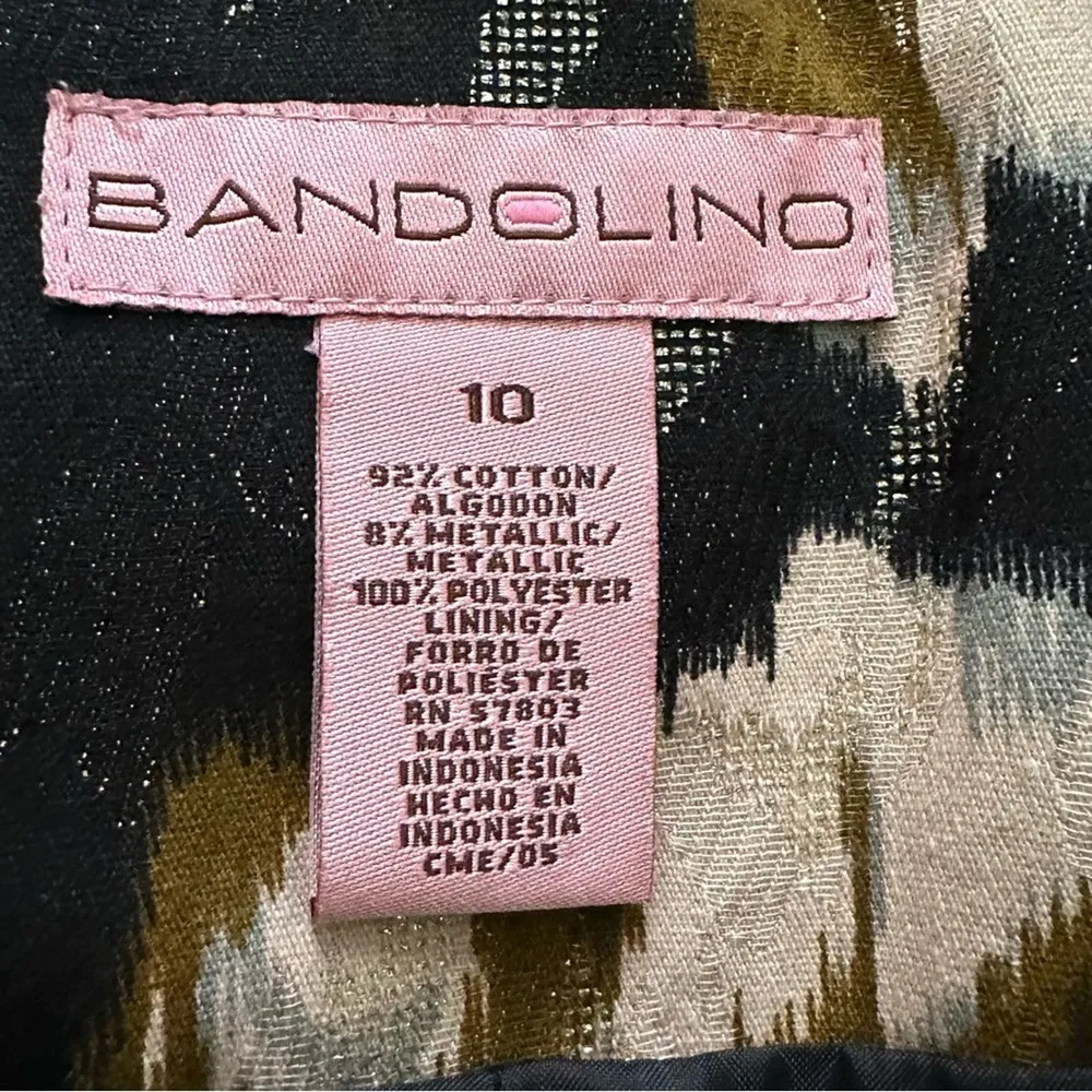 Bandolino Blazer Jacket Black Peach Brown Floral Metallic Wide Collar Size 10 - Image 2