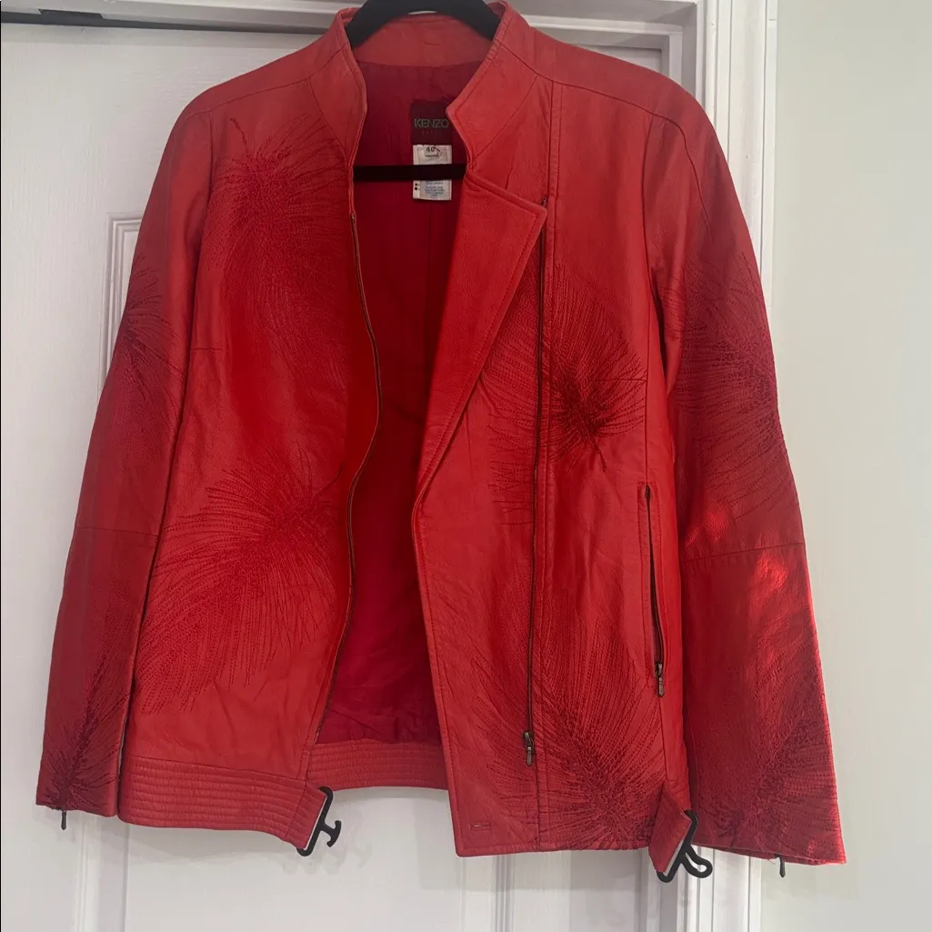 KENZO 100% Lamb leather jacket Orange Size 40 - Image 3