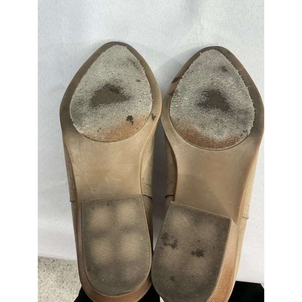 Womans Just fab Shea Booties 6 Tan Pull On Pointed Toe Slit Sides Heel - Image 8