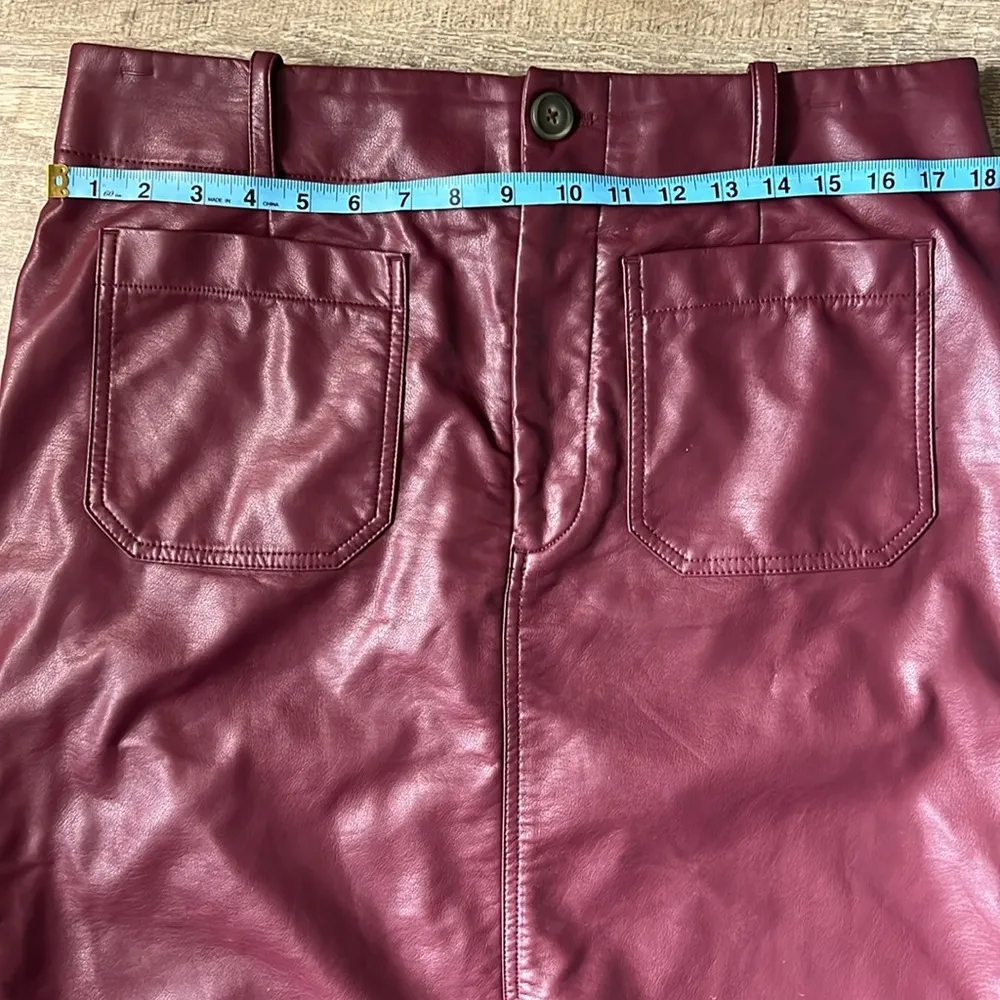 Maeve By Anthropologie Maroon Faux Leather Midi Skirt Size Large - Image 5