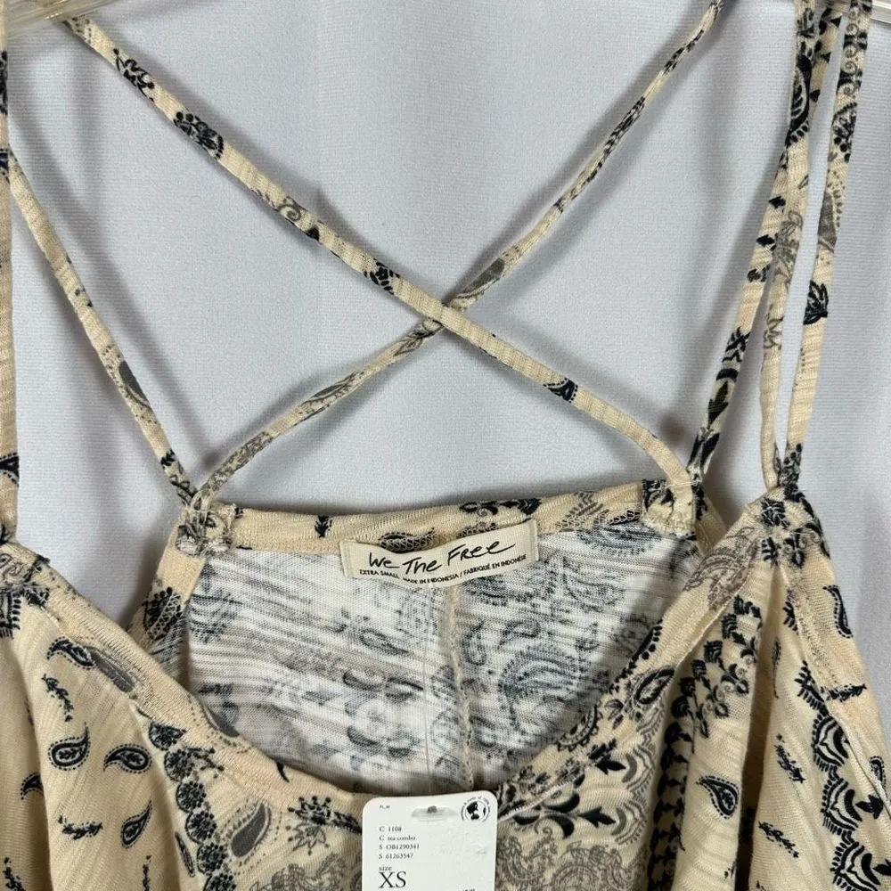 Free People FP Hey Girl Cross Back Handkerchief Flowy Tank Top Tea Combo XS NWT - Image 5