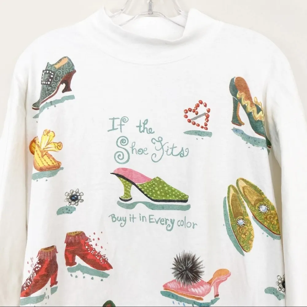 Vintage 90s If The Shoe Fits Buy It In Every Color Long Sleeve Tunic Sz XL - Image 2