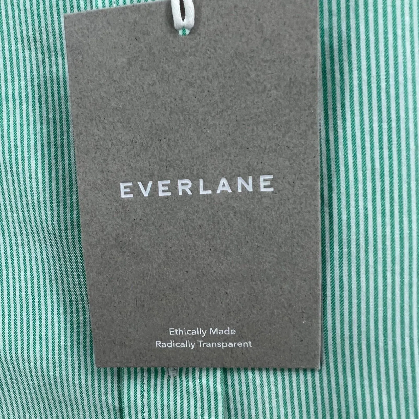 Everlane Shirt Womens XXS Green Button Down Cotton Striped Long Sleeve Classic - Image 14