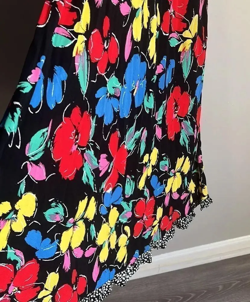 Rixo Target Floral Off Shoulder Puff Sleeve Dress Black Multicolor Black Size 4 - Image 5