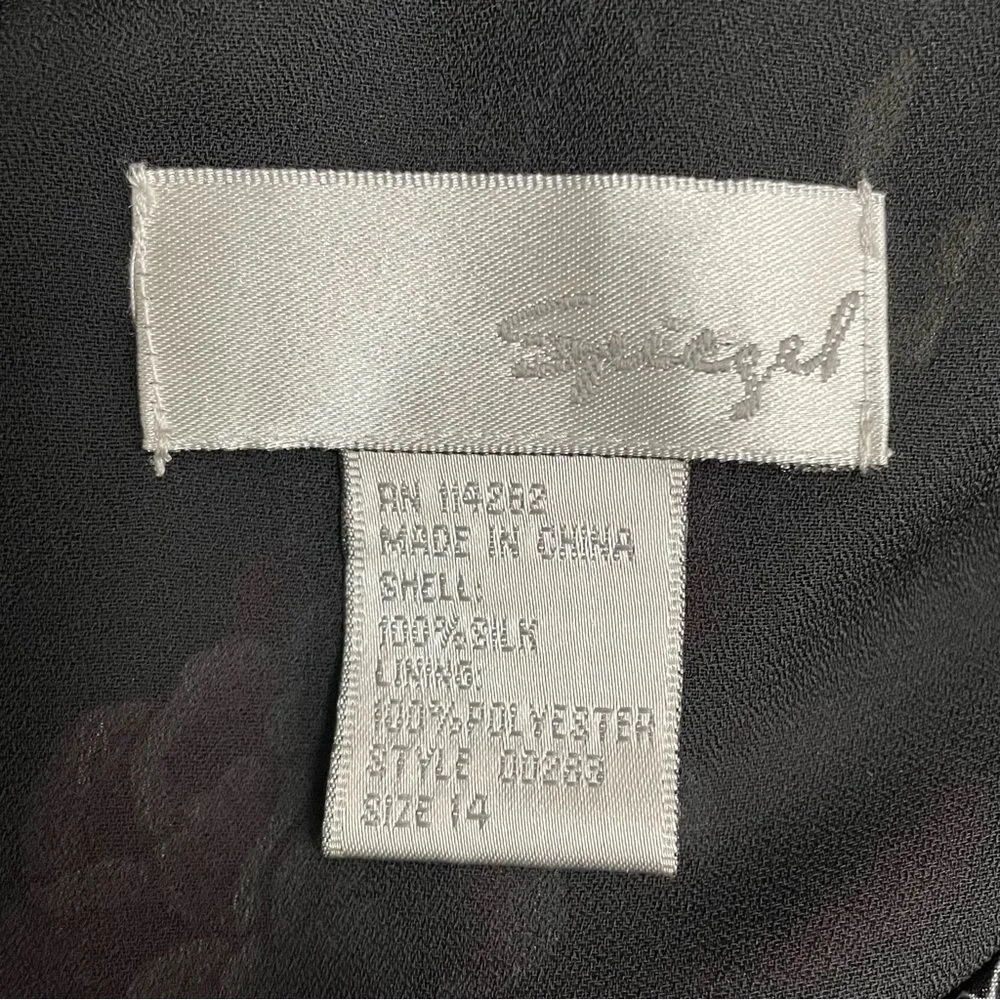 Spiegel 100% Silk Floral Midi Dress Black Rose Sleeveless V-Neck Size 14 Vintage - Image 11