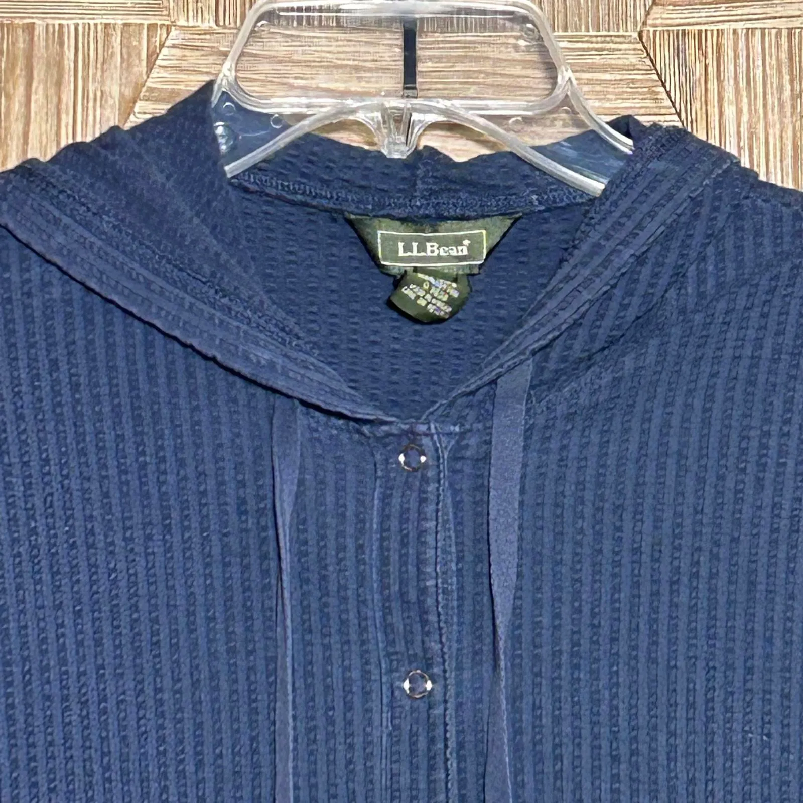 L.L. Bean Women's Navy Blue Button Up Hoodie Jacket Size XS Cottage - Image 4