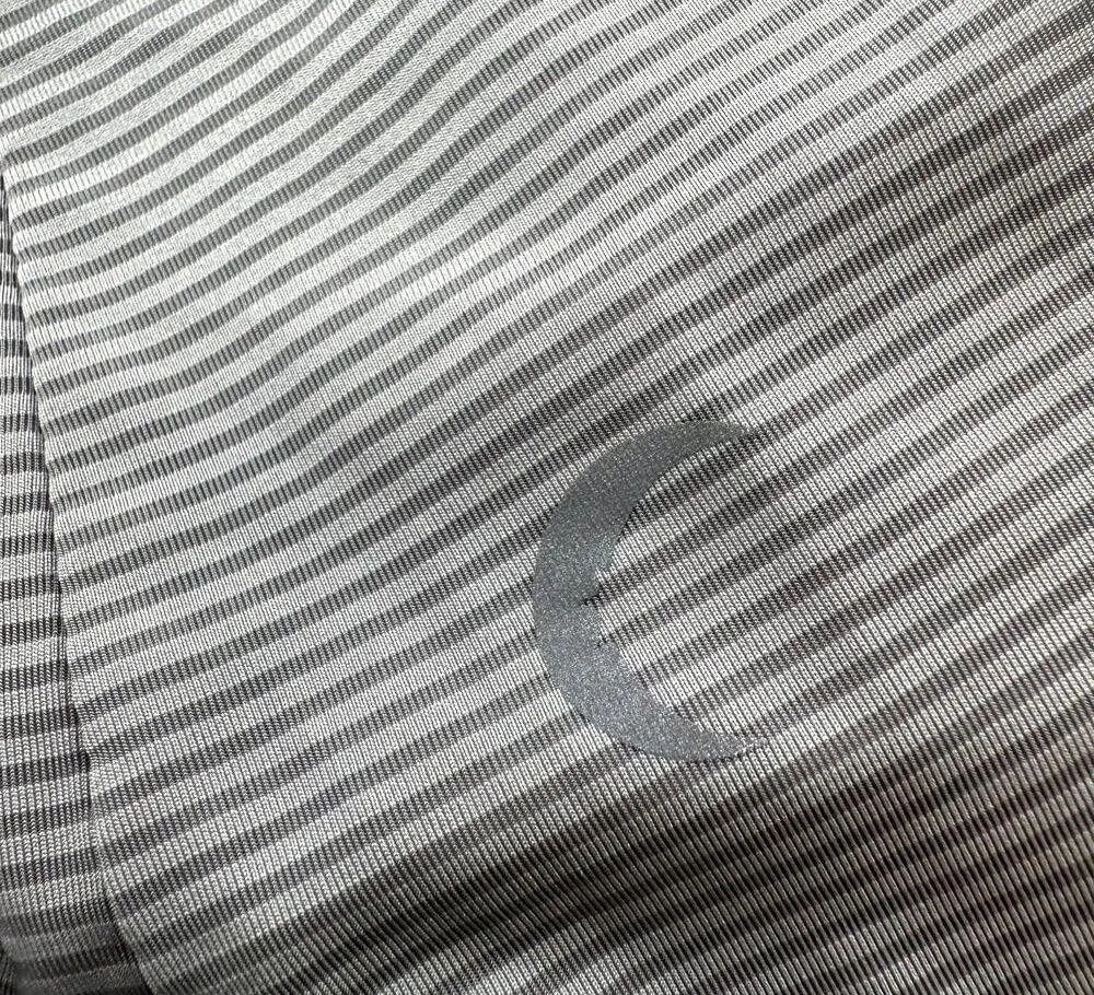 Zyia Active V Neck Long Sleeve Workout Top Striped Logo Pullover Gray Large - Image 2