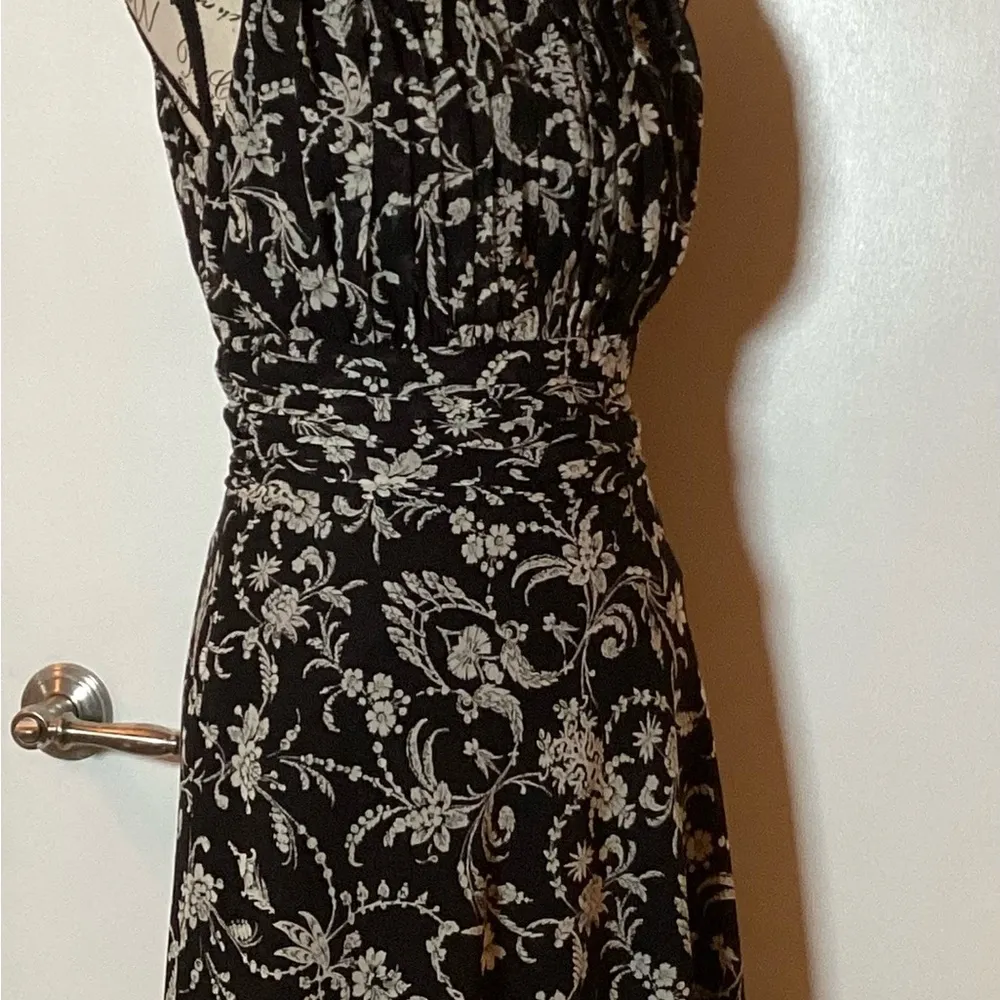 Studio 1940 Maxi Sleeveless Dress Womens 6 Black Floral Lined Tie Zipper… - Image 4
