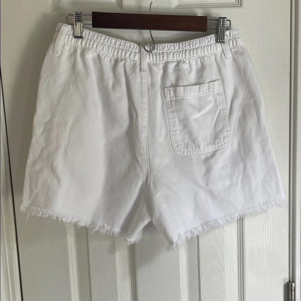 Aerie White Frayed Hem Jean Shorts - Image 3