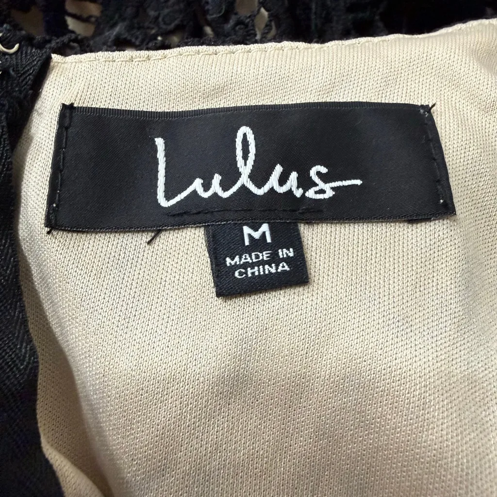 Lulus Black Lace Overlay Nude Lined Sleeveless Mini Dress Size M Size M - Image 8