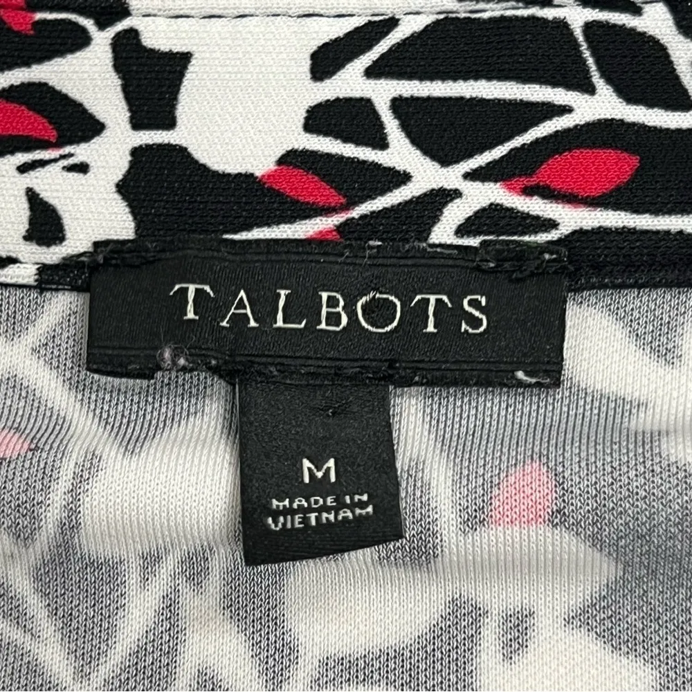 Talbots Ruffle Sleeve Jersey Vine Print M collared button up Shirt Dress w/belt - Image 7