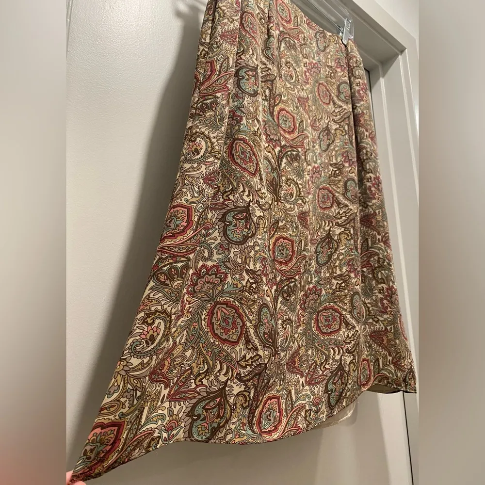 VTG  90s Paisley Patterned Silk Mid-Length Midi Skirt - Size 10 - Image 4