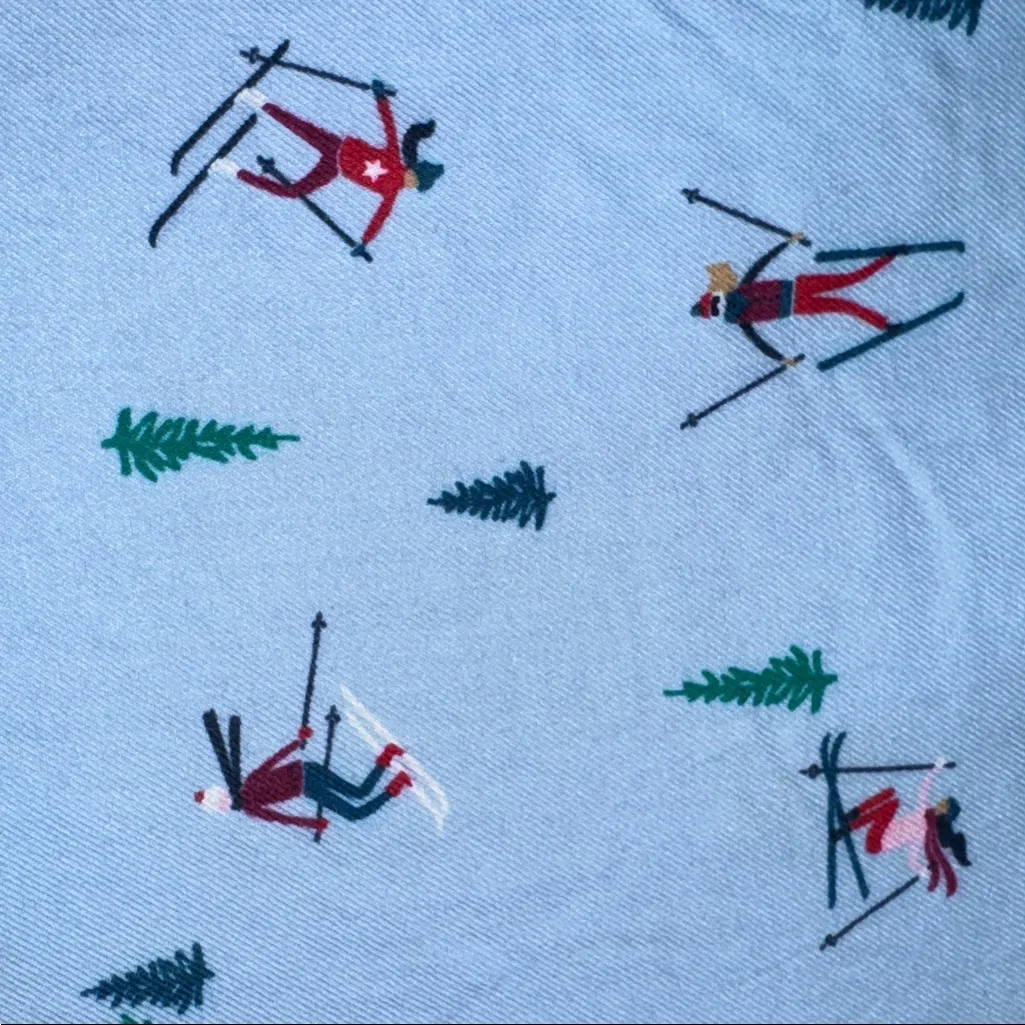 Joyspun Flannel Sleep Pajama Pants Blue Holiday Ski & Tree Print Women’s L 12 - Image 6