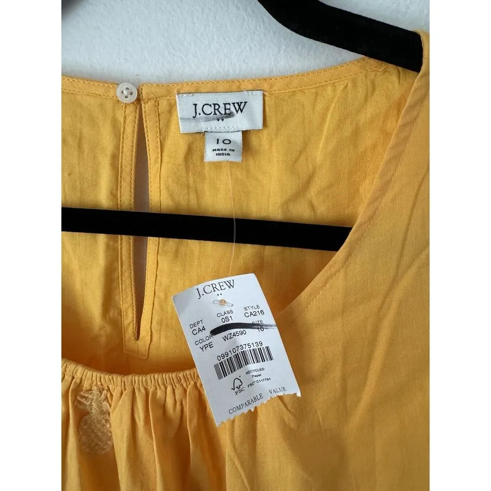 NWD J. Crew Yellow Pinapple Appliqué Cotton Fit & Flare Dress Women’s Size 10 - Image 6