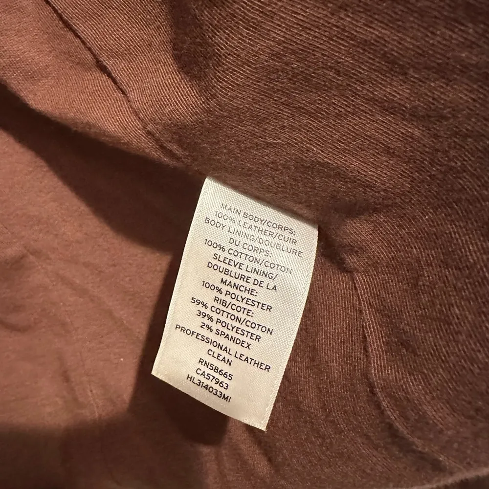 Hinge Hooded Brown Leather Jacket - size small - Image 5