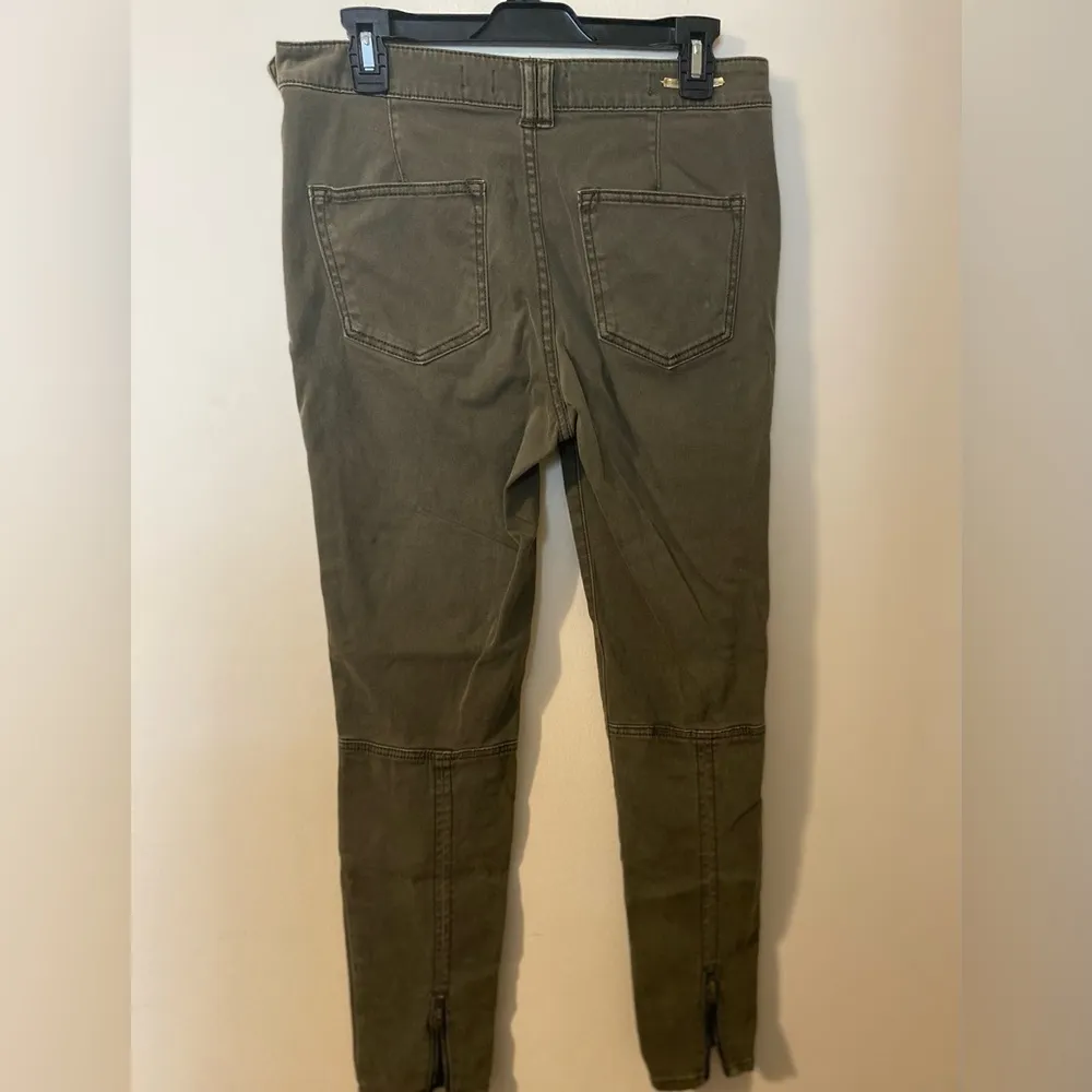 Pilcro and the Letterpress Womens Superscript Pants Green Mid Rise Ankle Zip 28” - Image 2