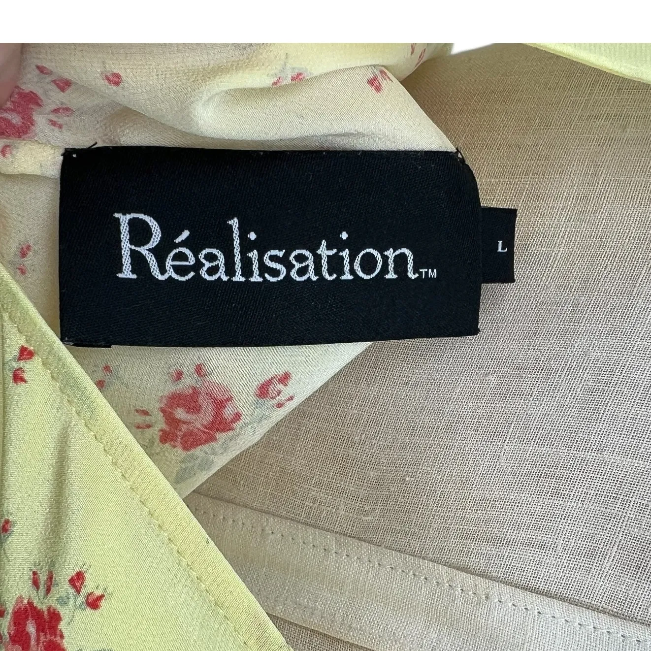 Réalisation Par Isabelli Silk Mini Dress Verona Floral Print Yellow Size Large - Image 11