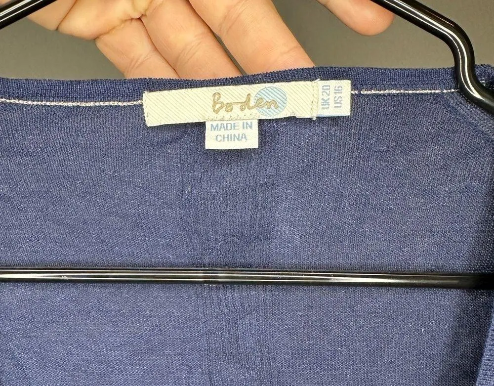 BODEN Silk Linen Blend Tie Front Sweater Knit Top US Size 16 Classic Lagenlook - Image 4