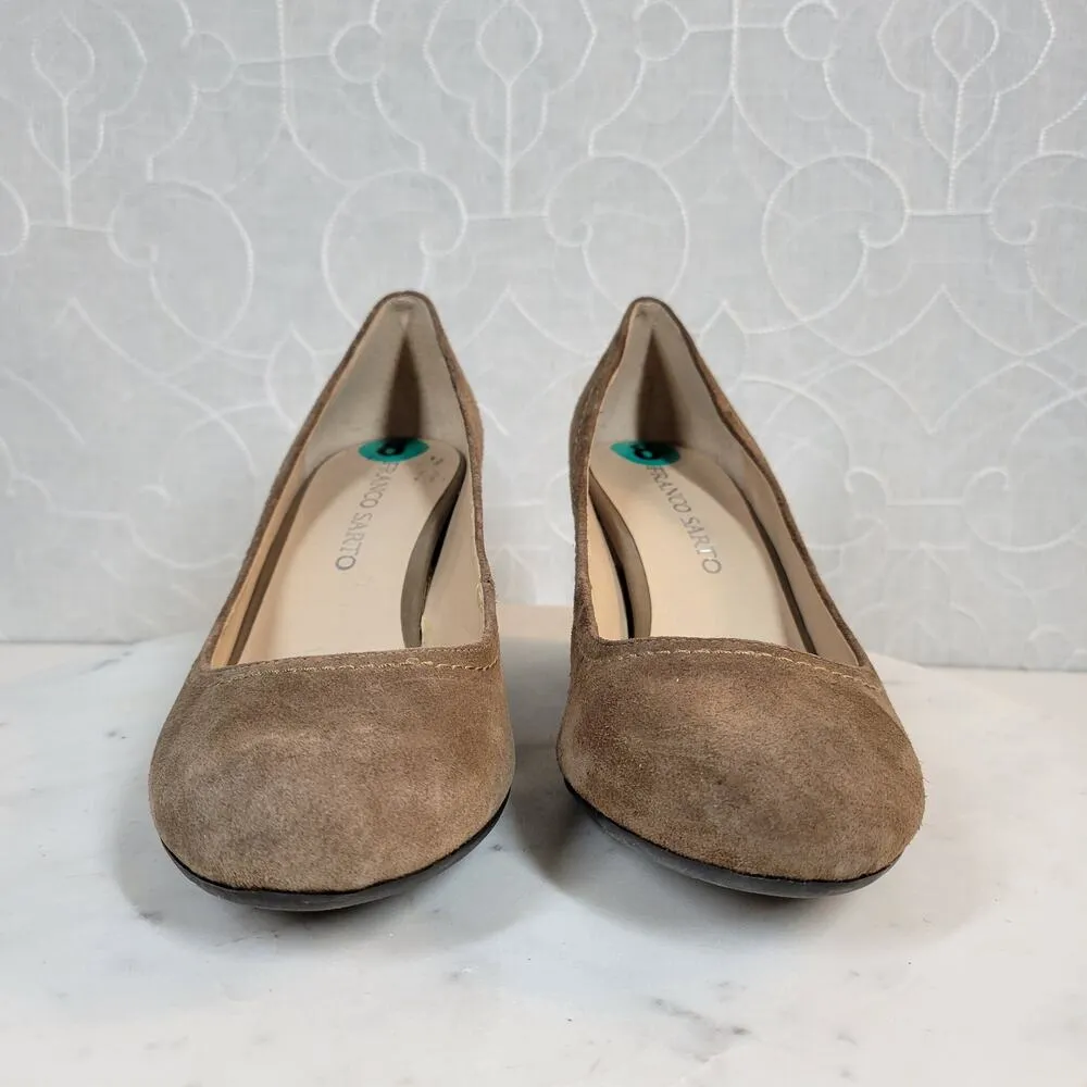 Franco Sarto Womens Zaina Shoes 8 Tan Suede Leather Wedge Slip On Round Toe - Image 15