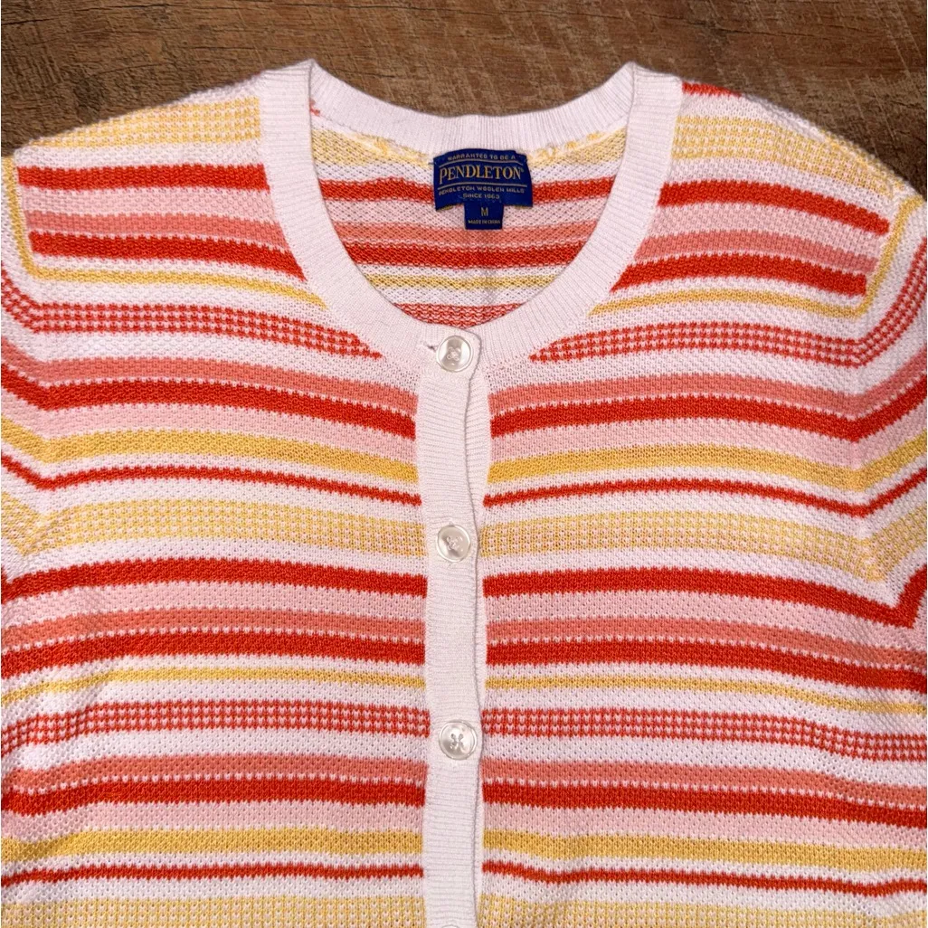 Pendelton Button Down Striped Cardigan Size Medium - Image 2