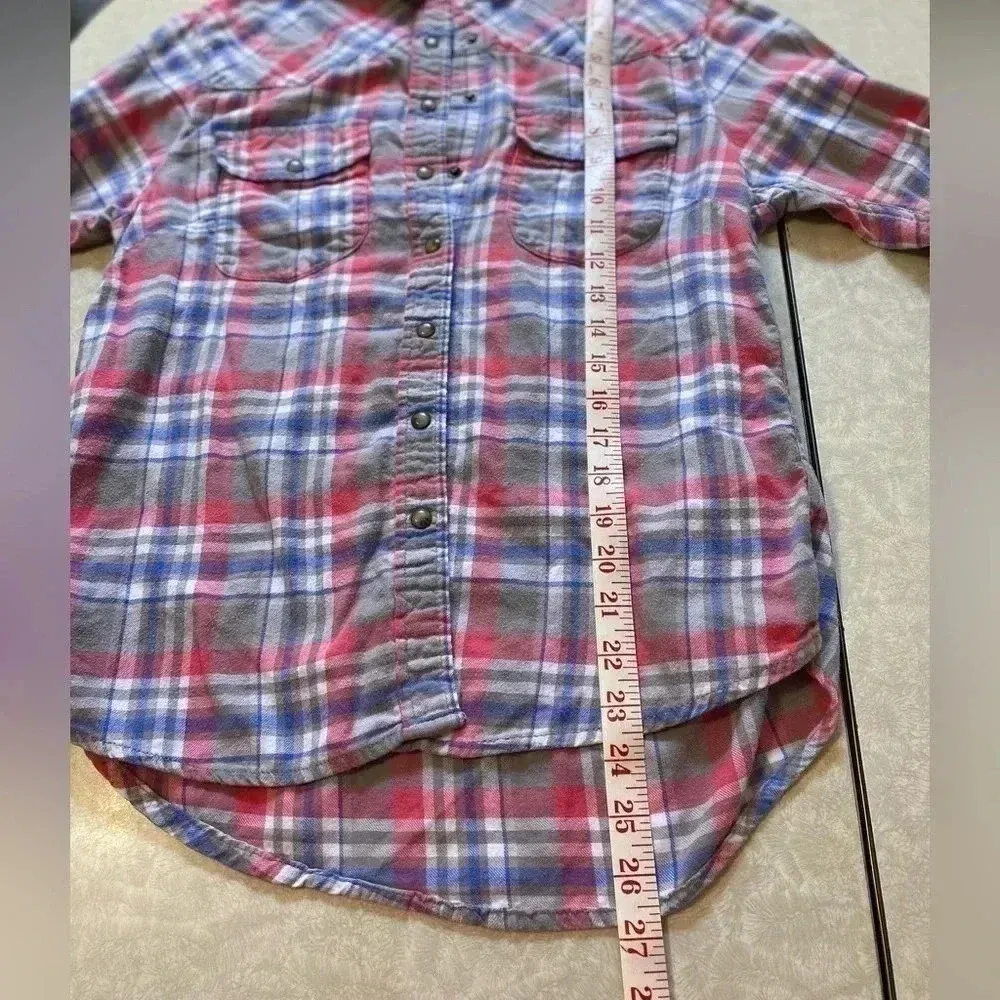 Jachs Girlfriend Bea Plaid Flannel Snap Button Down‎ Shirt Size S - Image 10