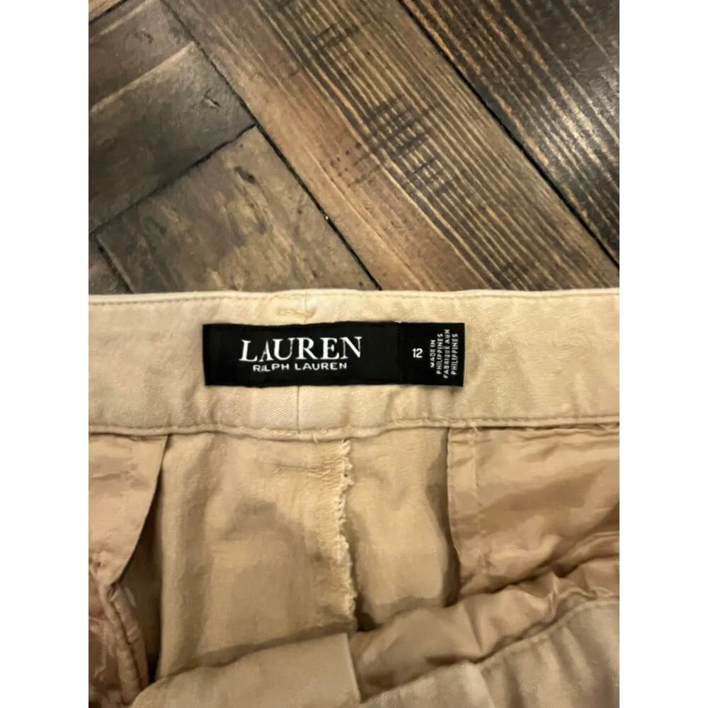 Lauren Ralph Lauren Chino Golf Bermuda Shorts Women 12 Beachy Preppy Academia Tan - Image 2