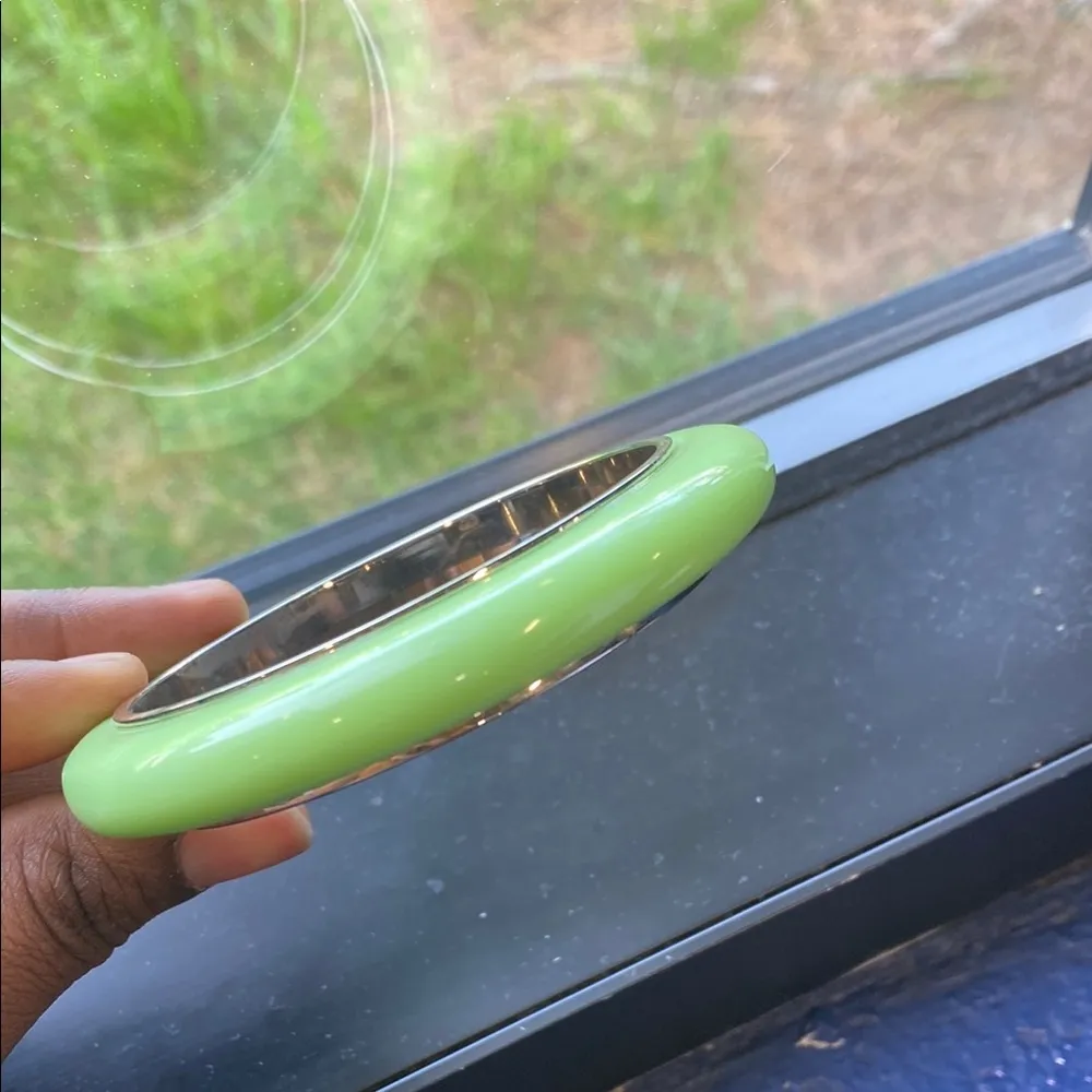 Lime Green and Silver Bangle Bracelet - Image 2